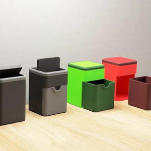 Papelera de escritorio con tapa abatible y cajón/cubo de basura de escritorio