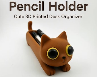 3D Printed Cat Pencil Holder – Eco-Friendly Desk Organizer