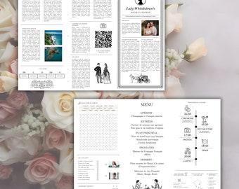 Bridgerton Wedding Gazette - Customizable Wedding Journal - Canva A4 and A3 - Wedding Invitation - Invitation Template - Bridgerton