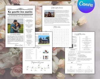 Trouwdagboek - Aanpasbaar trouwdagboek - Canva-sjabloon A4 en A3 - Trouwuitnodiging - Sjabloon voor trouwaankondiging