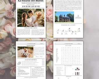 Wedding Gazette - Customizable Wedding Journal - Canva A4 and A3 - Wedding Invitation - Invitation Template