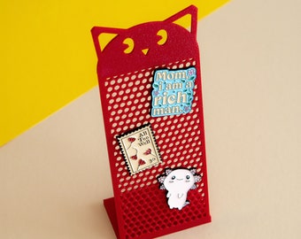 3D-Printed Enamel Pin Stand with Cat Ears - Showcase Your Enamel Pin or Jewelry Collection with Style!