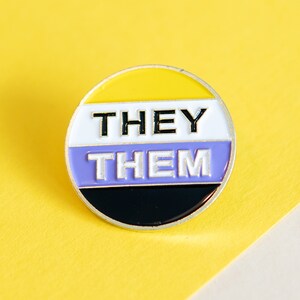 LGBTQ Pride Pins - Gender Identity Pronouns Badge - Nonbinary, He/Him, She/Her, They/Them - Rainbow Queer Pride Pin