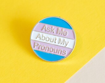 LGBTQ Pride Pins - Gender Identity Pronouns Badge - Nonbinary, He/Him, She/Her, They/Them - Rainbow Queer Pride Pin