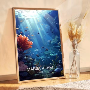 Marsa Alam Coral Reef Poster | Exotic Travel Decor | Freediving Spot Ocean Scenery | Perfect for Home or Booking | Tropical Art