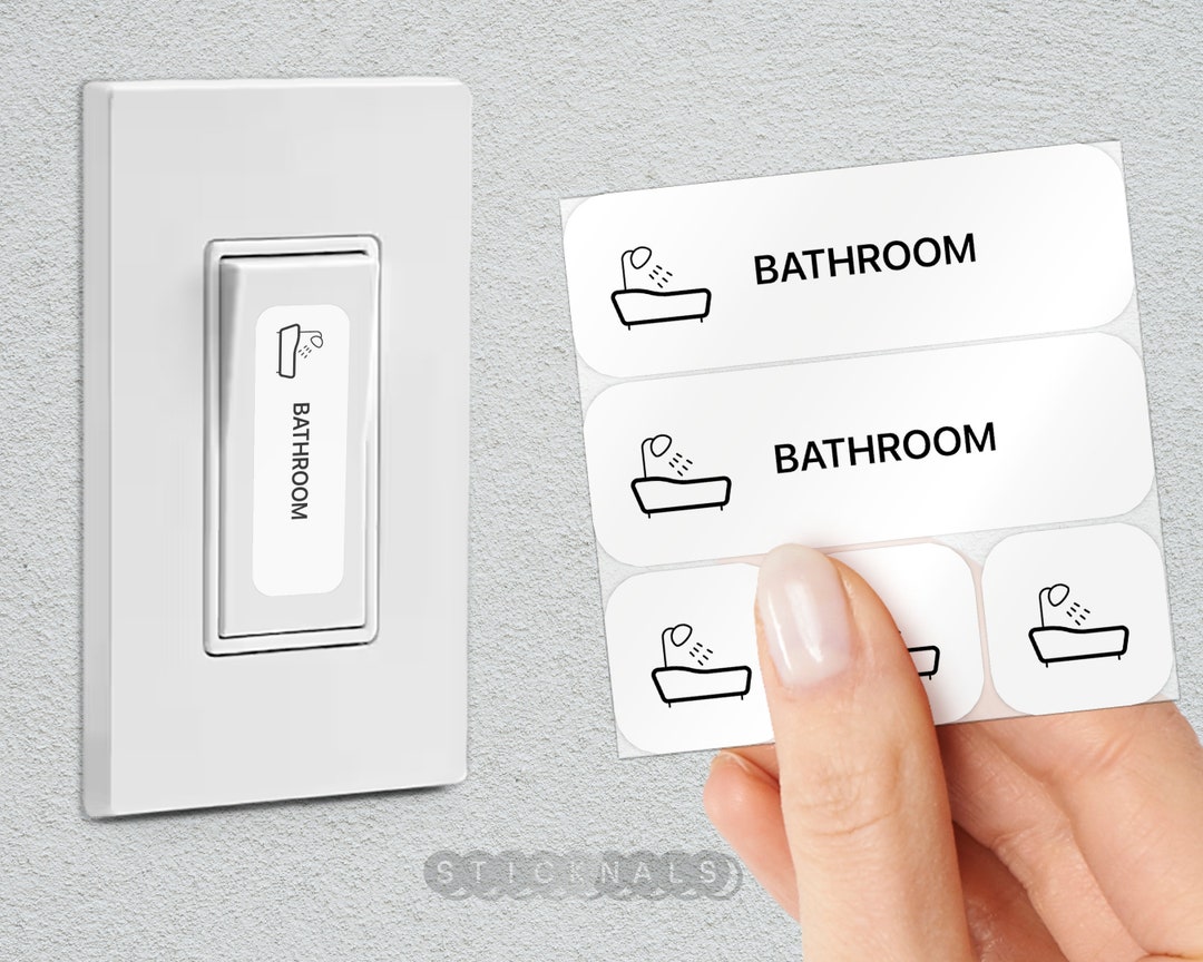 Bathroom Sticker Lights Label Set Light Switch Labels Home Decals ...