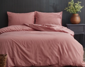 Weich gefärbt, 100% reine Baumwolle Bettwäsche-Set, Spannbettlaken, Kissenbezug, Farb-Option, Baumwoll-Bettbezug-Set, Bettwäsche-Set mit Spannbettlaken