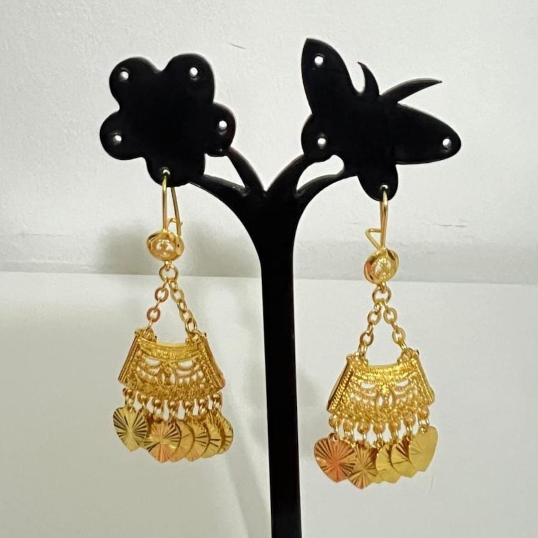 Iraq Gold Rings 24K Gold Plated Arabic Lira Coin Earrings Egyptian Jewelry Dubai Gold ...