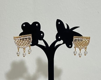 Pendientes chapados en oro con moneda de lira árabe, joyería egipcia, oro de Dubái, iraquí, marroquí, kurdo, boda, quilates, turco, saudí, omán, jordano, perla.