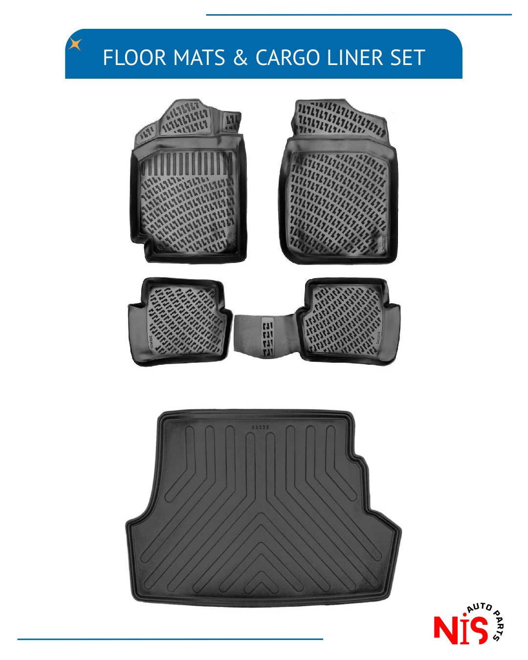 Floor Mats and Cargo Trunk Liner SET For Toyota Corolla 1992-1997 3D Molded Black