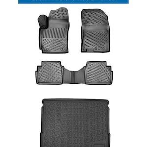 Floor Mats and Cargo Trunk Liner SET For Hyundai Kona 2023-2024 3D Molded Black