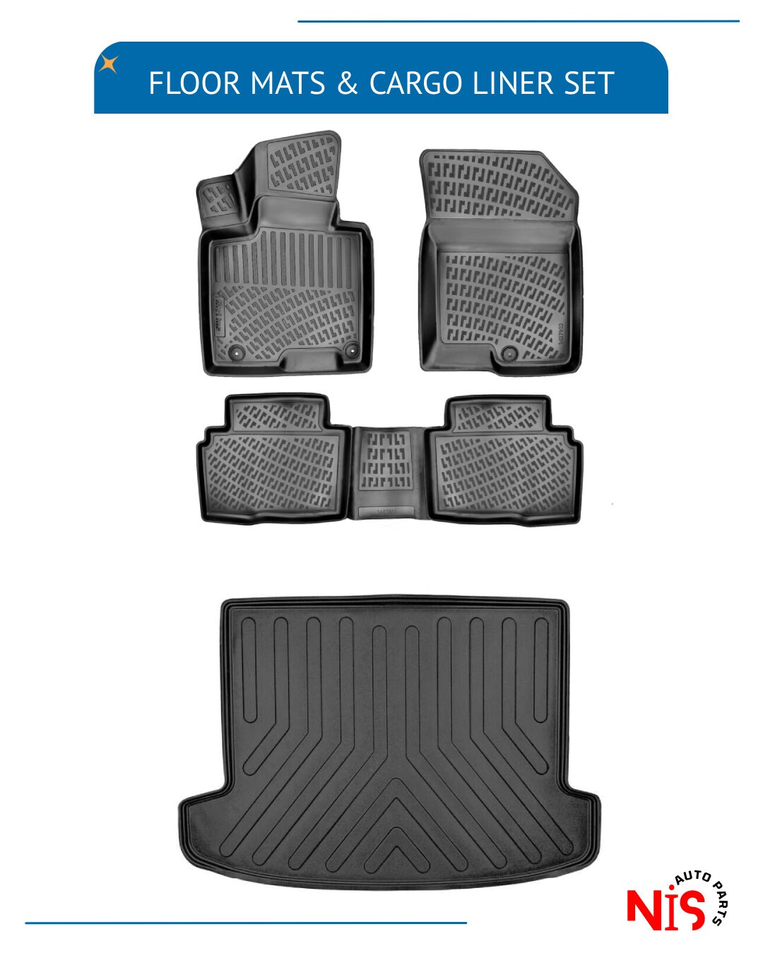 Cedricparts 3D Full Set Floor Mats & Trunk Cargo Liner For Hyundai Tucson USA (2022-2025) – Black TPE, All-Weather