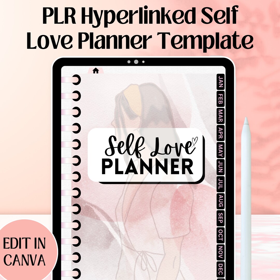 PLR Hyperlinked Self Love Planner Resell, Commercial Use Planner ...