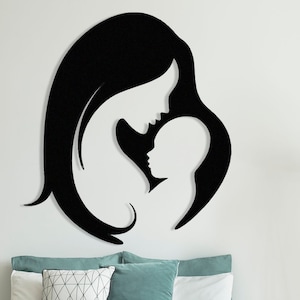 Mother & Baby Metal Wall Art: Mom and Baby Decor, Mother&#39;s Gift, Baby&#39;s Room
