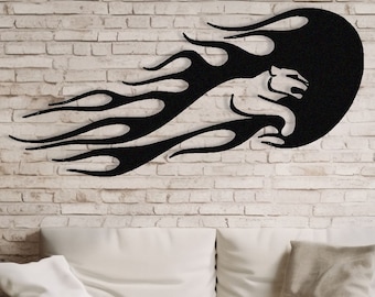 "laufender Panther Metall Wandkunst - ""Flamme"" Tier Dekor."