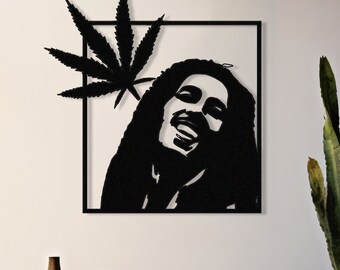 Arte de pared de metal de Bob Marley: Decoración musical cortada con láser
