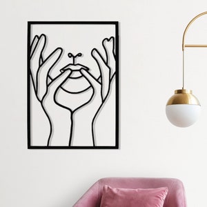 Hands and Face Woman Metal Wall Decor, Metal Wall Decor, Metal Wall Art, Minimalist Line Art, Home Metal Decor, Metal Woman Wall Decor