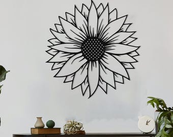 Metal Sunflower Wall Art: Modern Minimalist Sculpture,Living Room & Bedroom Wall Decoration
