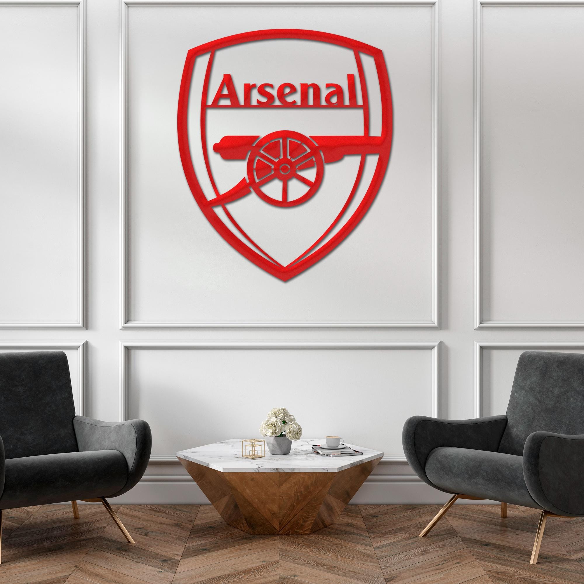 Arsenal Metal Wall Art, Cannon Shield | Football Fan Wall Decor | Gift ...