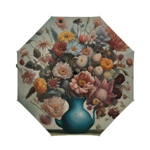 Surreal Flowers Umbrella | Unique Floral Print Rain Gear | Waterproof & Stylish Travel Umbrella for Any Weather