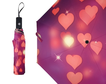 Umbrella with Red Heart Pattern, Umbrella with lucky heart design, heart umbrella, Unique umbrella, Designer Umbrella, Cute umbrella