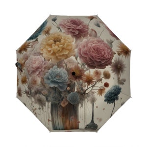 Surreal Flowers Umbrella | Unique Floral Print Rain Gear | Waterproof & Stylish Travel Umbrella for Any Weather