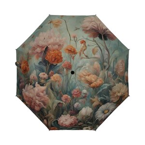 Surreal Flowers Umbrella | Unique Floral Print Rain Gear | Waterproof & Stylish Travel Umbrella for Any Weather