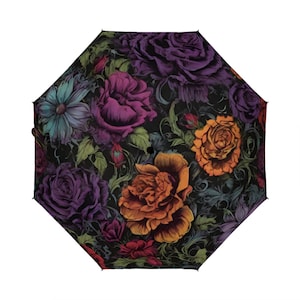 Gothic umbrella, Gothic accesories, floral umbrella, gothic design, gothic style, gothic flowers, gothic gift, unique umbrella, Gothic 1