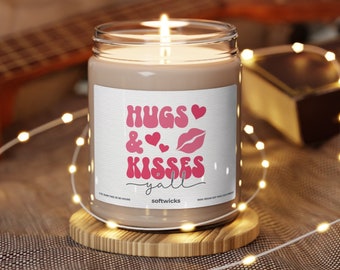 Hugs and Kisses Y'all Scented Candle, Valentines Day Gift for Boyfriend, Candle Gift for Her, Funny Candle Gift
