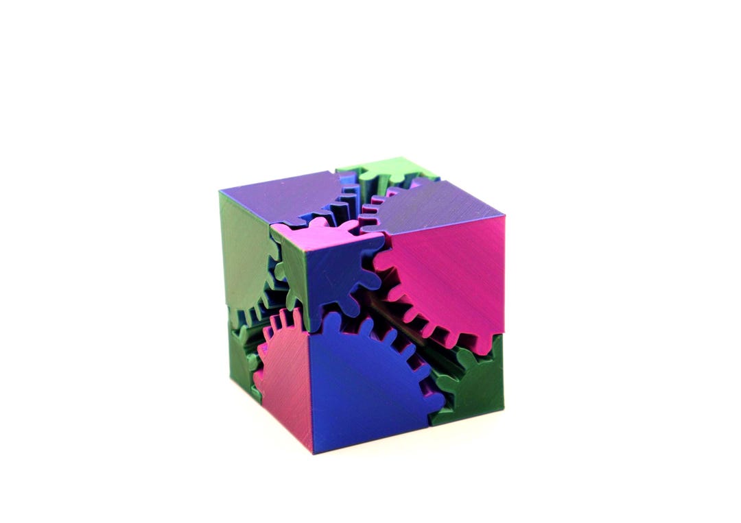 Gear Cube Fidget Toy - 3D Printed Desk Spinner Stress Relief & Focus - Etsy