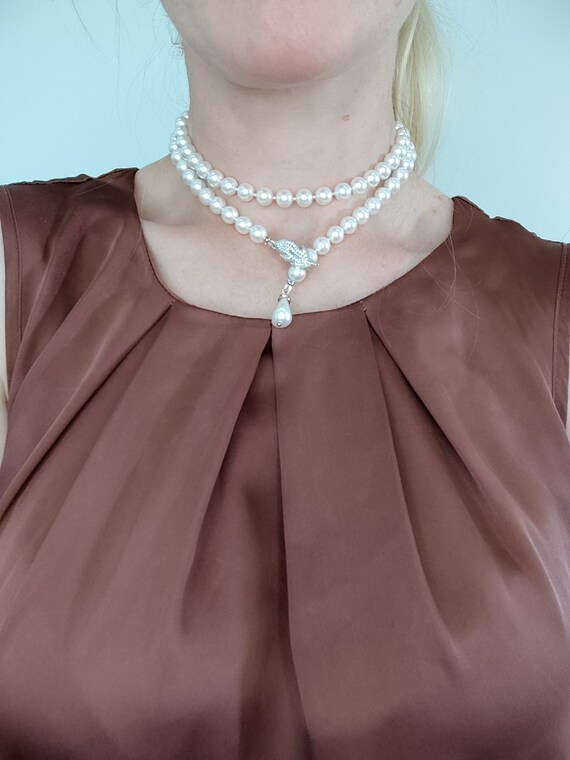 Transformable Swarovski Pearl Necklace With Stainless Steel
