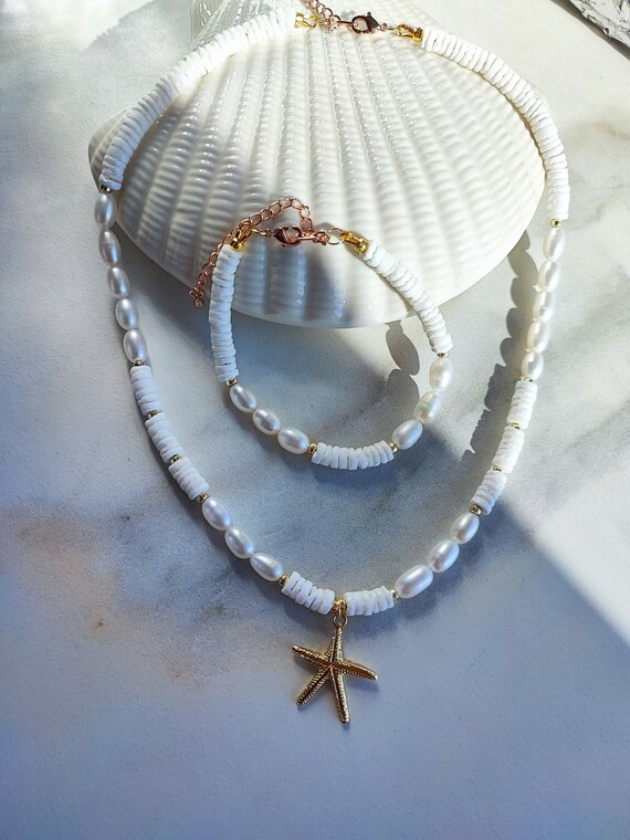 Ensemble de bijoux Oceanic Elegance – Collier de perles d'eau