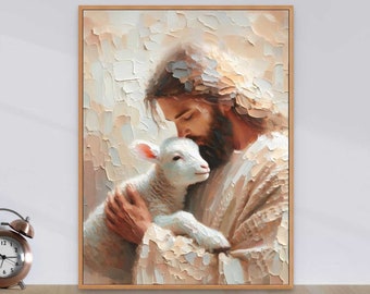 Jesús y Cordero, Arte Cristiano, Jesús y Cordero, Pintura de Jesús, Arte SUD Digital, Bocetos Bíblicos, Imprimibles de Jesús, Deja la Pintura 99