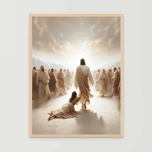 Heal the Bleeding Woman, Modern Christian Art, Jesus Heals a Woman, Picture of Jesus, LDS Art, Bible Painting, Jesus with Woman, Jesus Print