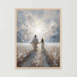 Jesus with Woman Painting, Christian Wall Art, Jesus Walking with Woman, Jesus Prints, LDS Art, Bible Art, Christian Picture, Jesus Painting