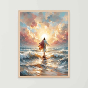 Jesus geht auf dem Wasser, christliche Kunst, Jesus geht auf dem Wasser, HLT Kunst, katholische Kunst, Bibel Wandkunst, Jesus digitale Kunst, Jesus Download