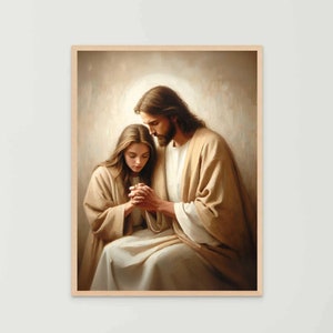 The Way He Loves, Christian Wall Art, Jesus and Girl Art, Jesus Painting, LDS Art, Bible Verse Wall Art, Christian Art for Women, Jesus Art