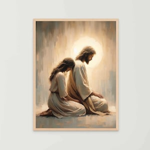 By His Side, Christian Art, Jesus Praying With Woman, Picture of Jesus Art, LDS Art, Bible Prints, Jesus and Woman, Christian Art for Women