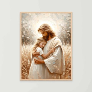 Hope and Love, Digital Christian Art, Jesus with Girl, Jesus Wall Art, LDS Art, Bible Verse Wall Art, Christian Art for Kids, Jesus and Kids