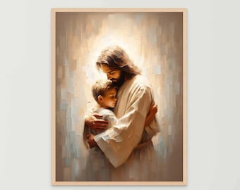 He Knows You, Christian Wall Art, Jesus with Boy, Jesus Shepherd Art, LDS Art, Bible Art, Christian Printable Art, Jesus with Children Art