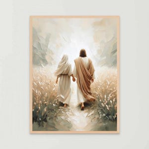 Follow Jesus, Christian Wall Art, Jesus Walking with Woman, Picture of Jesus, LDS Art, Bible Art, Jesus with Girl, Jesus Art, Christ Poster