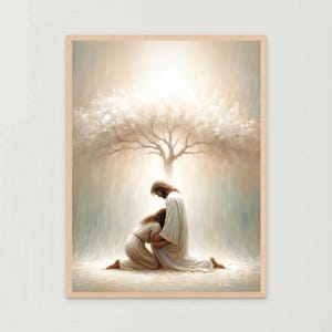 Healed By Him, Christian Wall Art, Jesus with Girl, Jesus Wall Art, LDS Prints, Bible Wall Art, Jesus with Woman, Jesus Portrait, Christ Art