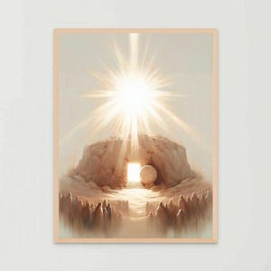 The Tomb is Empty, Christian Art, He is Risen, Catholic Wall Art, Bible Art, Jesus Has Risen, Jesus Painting, Easter Art, Christian Painting