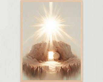 The Tomb is Empty, Christian Art, He is Risen, Catholic Wall Art, Bible Art, Jesus Has Risen, Jesus Painting, Easter Art, Christian Painting