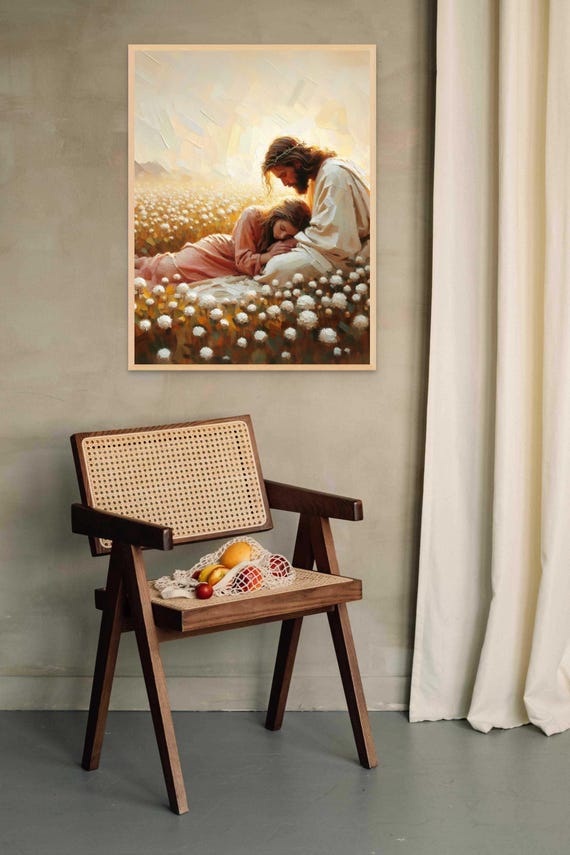 Love and Rest, Christian Art, Jesus Praying With a Woman