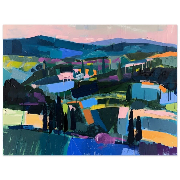 Abstract Landscape Wall Art | Colorful Expressionist Field Painting | Modern Decor | Available Framed or Unframed