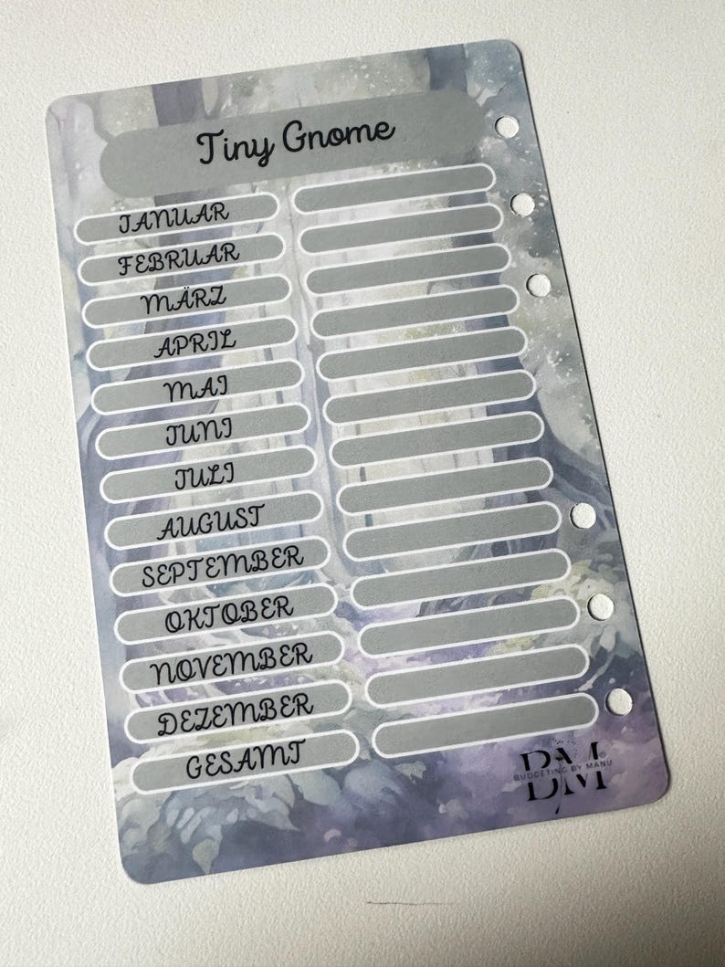 Mini Annual Challenge, Tiny Gnome, A6, Budgeting, Envelope Method Etsy