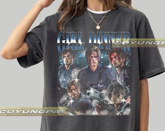 レオン・ケネディ、ガールディナー バイオハザード ヴィンテージ コンフォートカラーズ Tシャツ、ユニセックス グラフィックTシャツ CYP002 ID