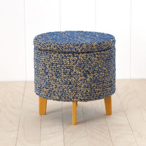 1:6 Scale Deep Blue Round Pouf – Handmade Modern Dollhouse Furniture for Barbie, Blythe, Fashion Royalty & Dioramas | by Minimagine