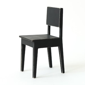 1:6 Scale Black Wooden Chair – Handmade Dollhouse Furniture for Barbie, Momoko & Poppy Parker | by Minimagine